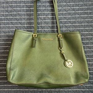 Michael Kors Green Tote with Gold Accents